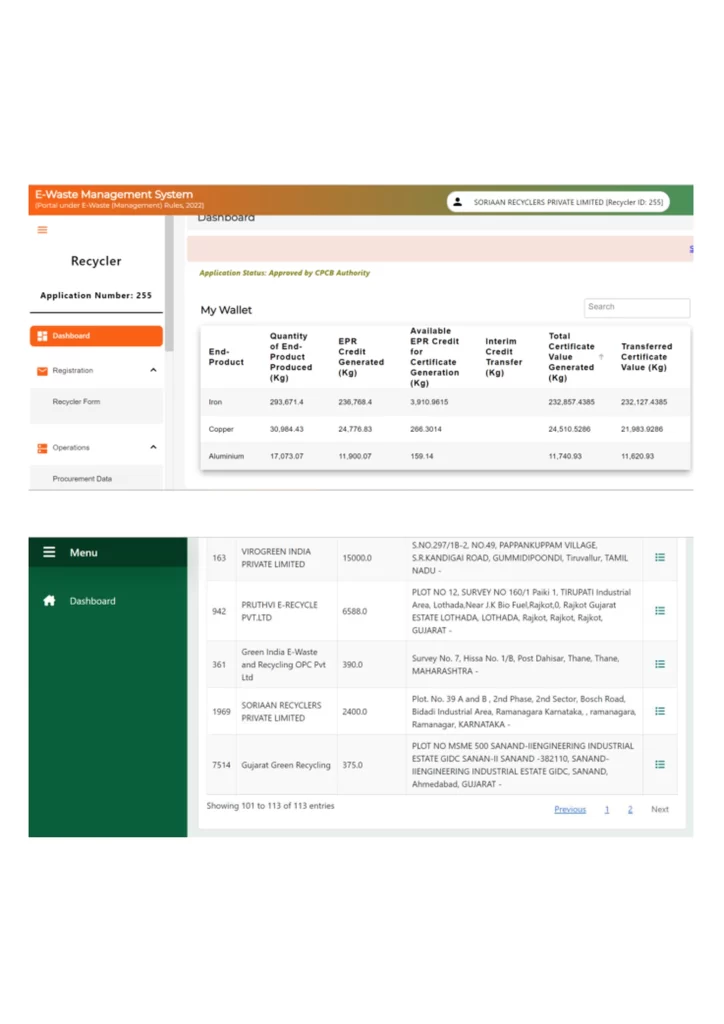 Soriaan Recyclers CPCB EPR approval
